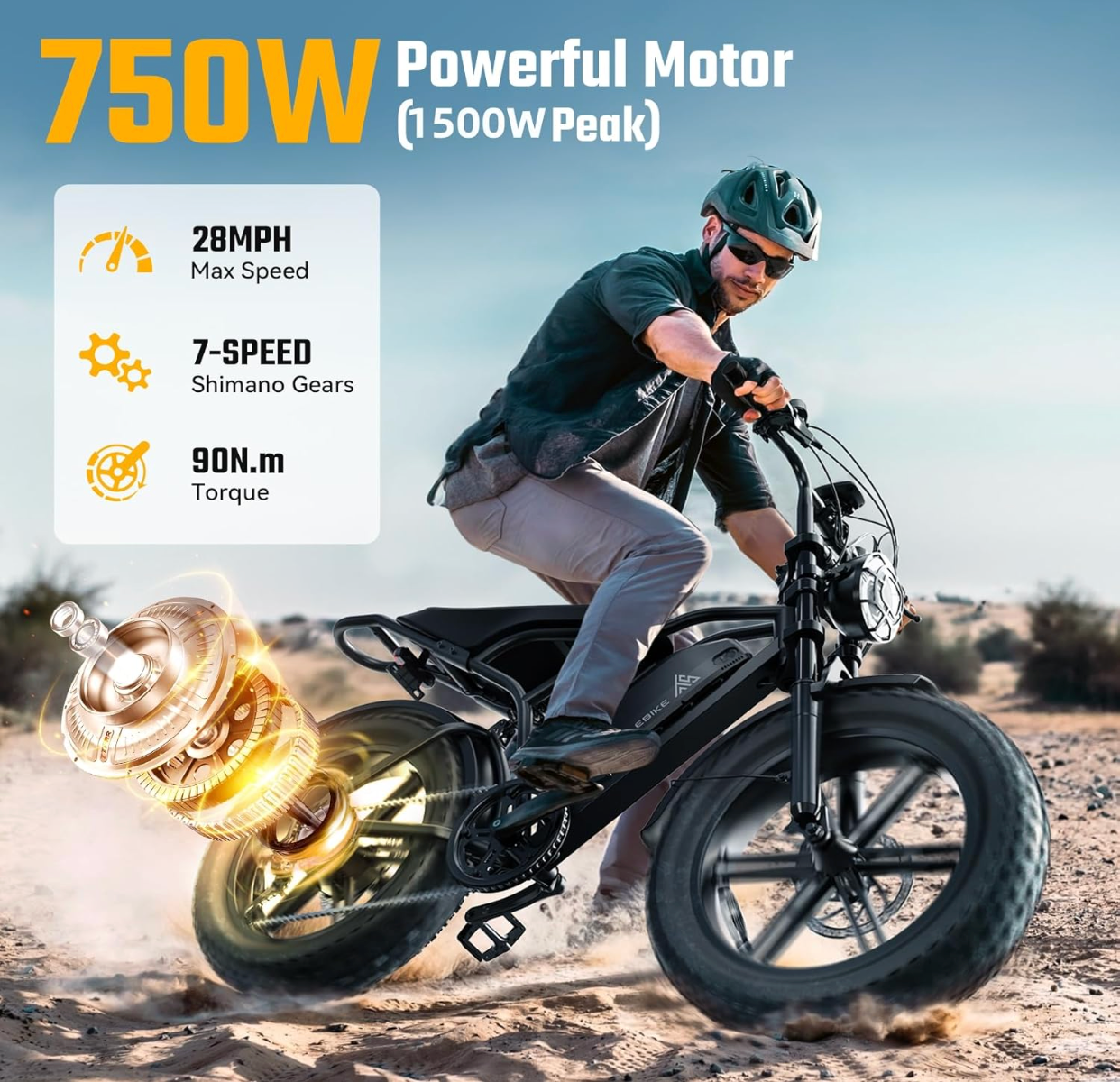 VOLTATRONIQUE All-Terrain Electric Bike – 1500W, 20" Fat Tires, 48V Battery
